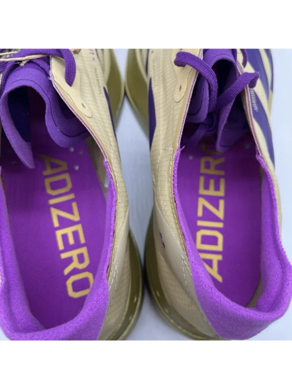 adidas Adizero Adios Pro 4 Mens Running Racing Shoe Gold Purple Size 10.5 JR7410